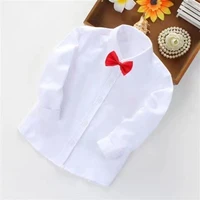 childrens white shirt girlsboys 2 14 long sleeved casual solid color lapel primary school uniforms performance clothing
