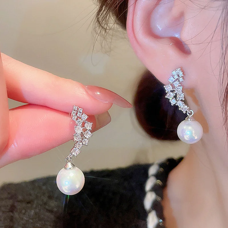 Висячие серьги CAOSHI с искусственным жемчугом для женщин ослепительные