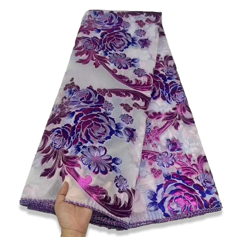 

African Tulle Lace Fabric 2022 Satin Nigerian Brocade Gild Jacquard Lace Fabric For Sewing Wedding Party Dress Women Cloth A4