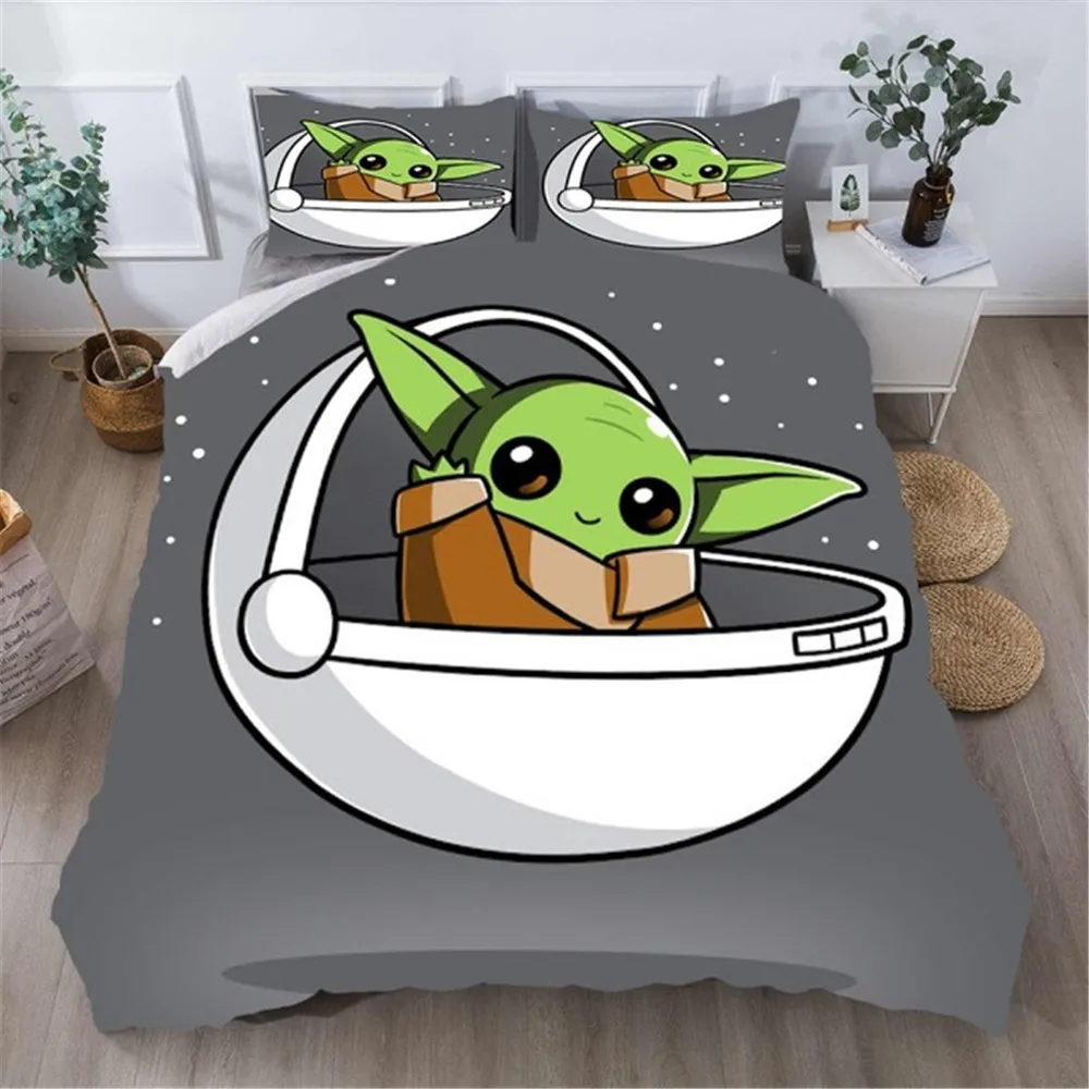 

Disney Baby Yoda Bedding Set 3D Home Textile Quality Qualified Single Queen King Bedding Set Duvet Cover Pillow Cases Gifts