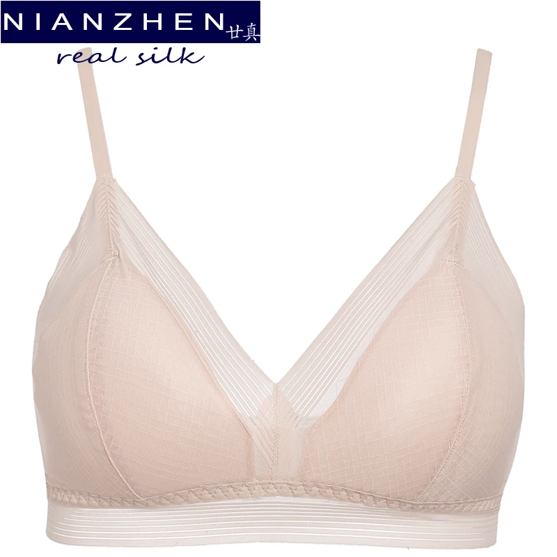 

NIANZHEN Real Mulberry Silk Bra for Women 2022 New Thin Padded Lingerie Ladies Underwear Push up Soft Healthy Brassiere 921290