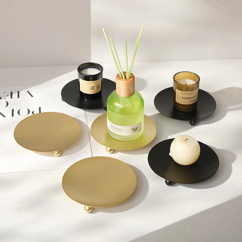 

Nordic Style Circular Aromatherapy Candlestick Light Luxury Home Table Tray Creative Circular Ornaments INS Desktop Decoration