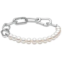 authentic 925 sterling silver moments me freshwater cultured pearl bracelet bangle fit bead charm diy pandora jewelry