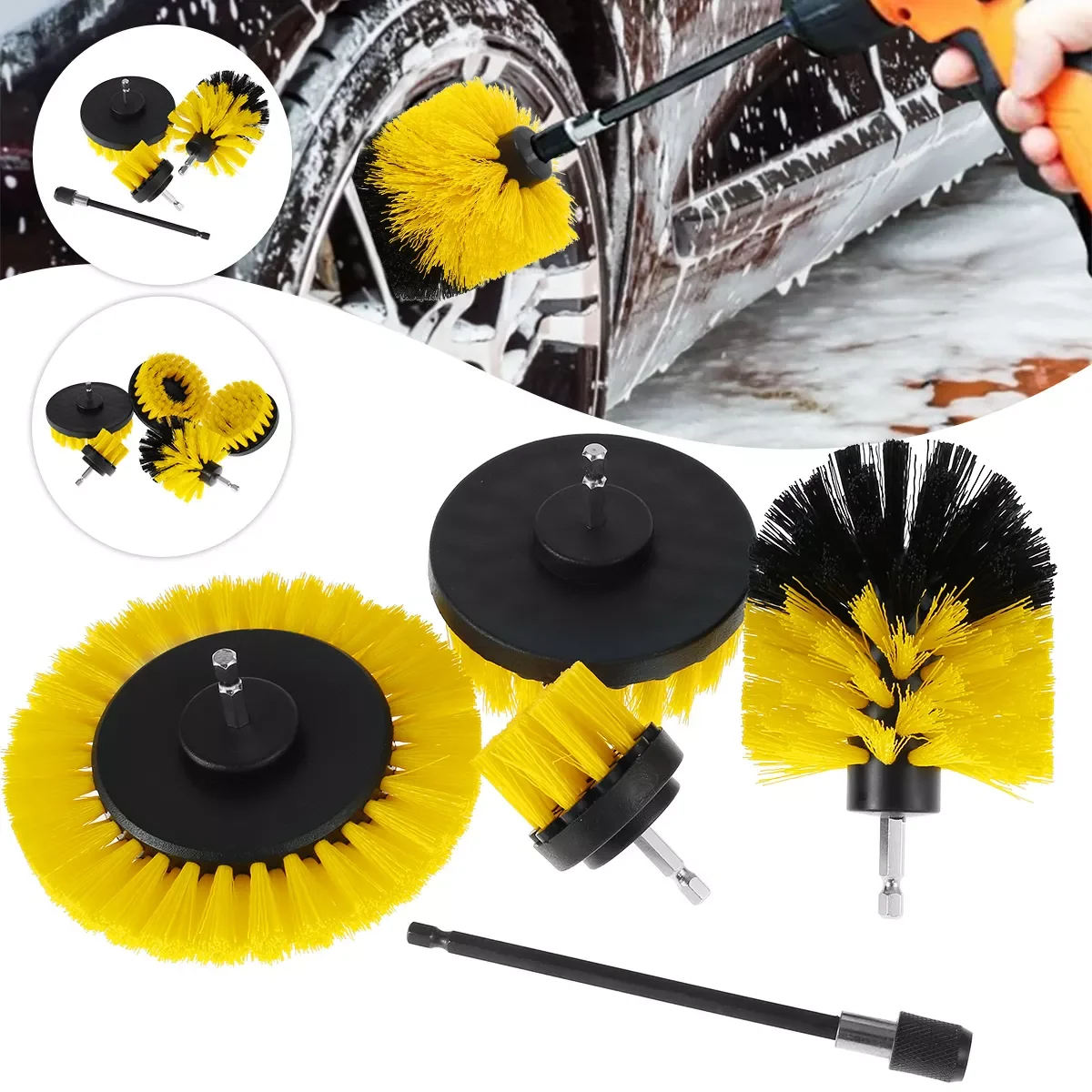 

Multipurpose Cleaning Tools High Efficiency Drill Scrub Brush Set Cleaning Drill Brush Attachment Kit Polypropylene Drill Brush