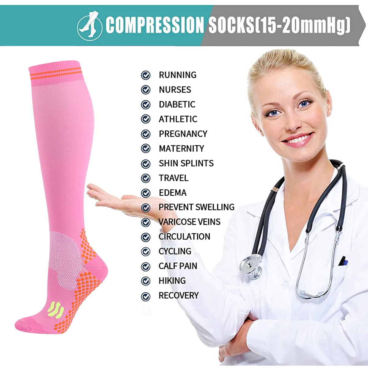 2022 New Style Outdoor Long Tube Sports Compression Stockings Golfs Football Socks Medical Nursing Hiking Running Fitness Socks