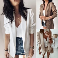 spring and autumn women 2022 formal and fashion elegant long sleeve solid color double pocket lapel blazer suit