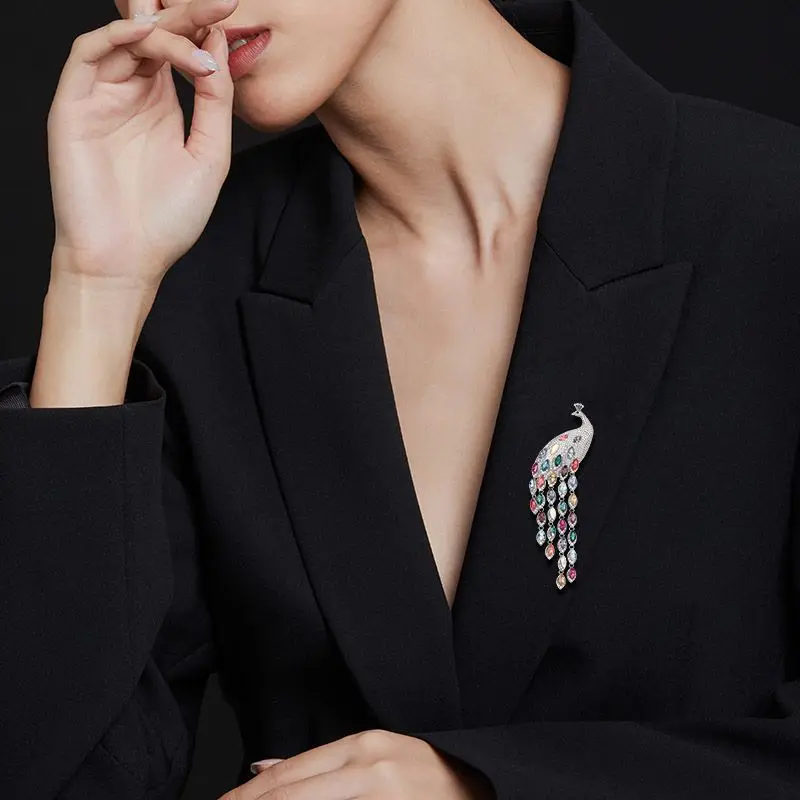 Женская брошь в форме павлина Эксклюзивная из австрийского хрусталя