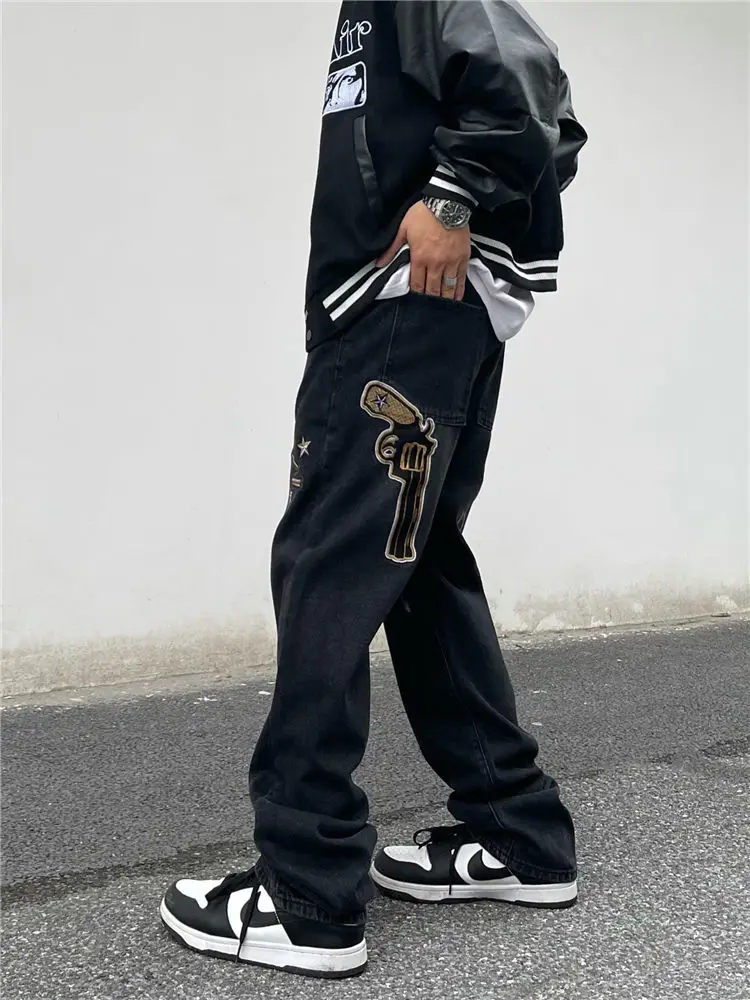 Y2K Retro Jeans Men's Loose Full -match Wide -legged New Men's Pants Straight Jeans Boyfriend Style Jeans Streetwear Men Denim