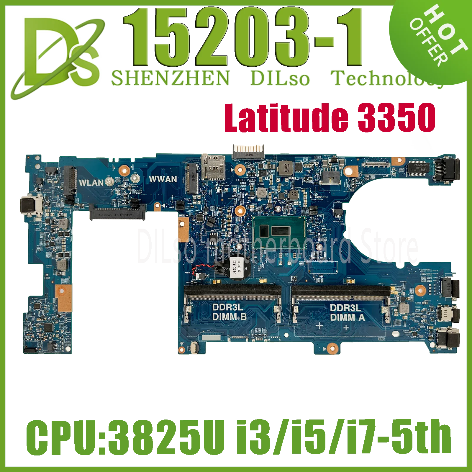 KEFU 15203-1 Материнская плата для Dell Latitude 3350 материнская плата для ноутбука с 3825U i3-5005U i5-5200U i7-5500U 100% протестированная Быстрая доставка