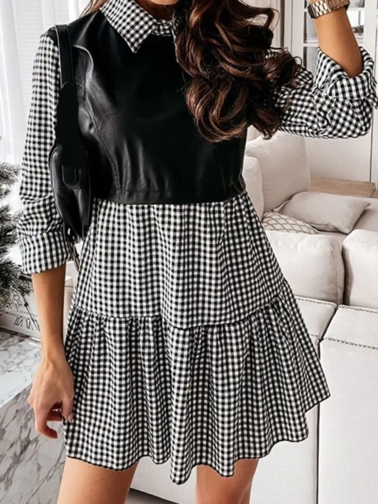 Женское патчворк платье полиэстер