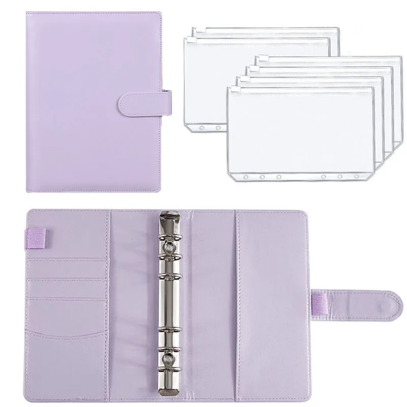 A6 Binder Budget PU Leather  PlannerPockets Expense Budget Sheets  Notebook Cash Envelope Organizer System with Clear Zipper