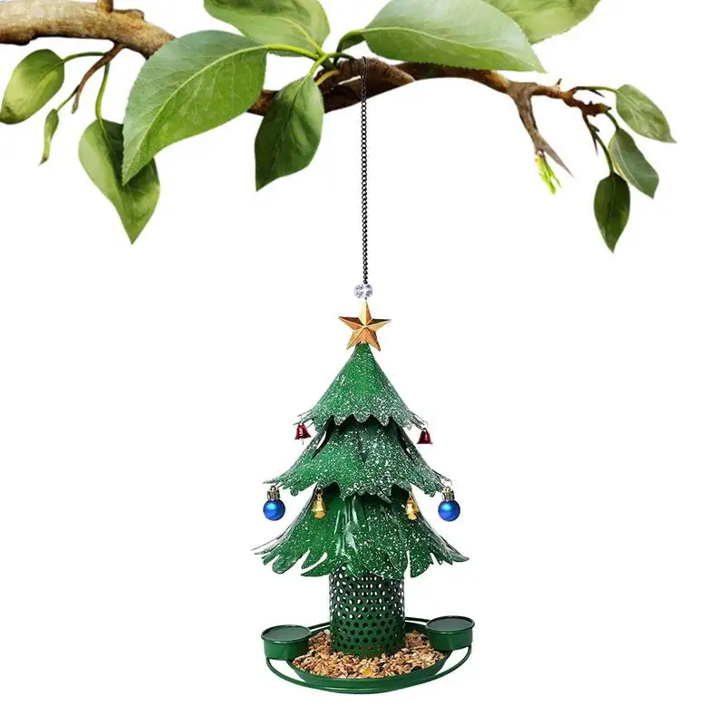 

Подвесная кормушка для птиц, водонепроницаемая металлическая кормушка в форме рождественской елки, для любителей птиц на открытом воздухе