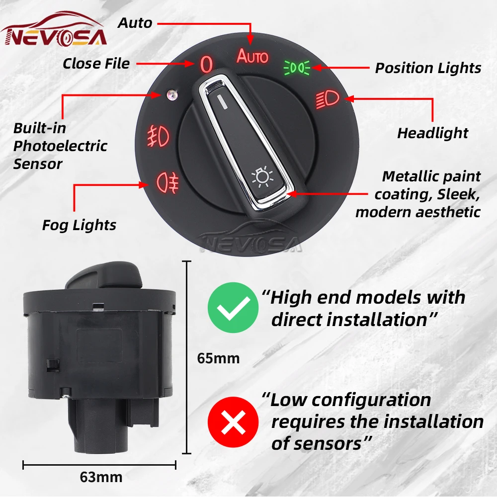 

Автоматический сенсорный переключатель фар для VW Golf 5 6 MK5 MK6 Passat B6 Tiguan Amarok для SEAT ALHAMBRA, переключатель управления противотуманными фарами