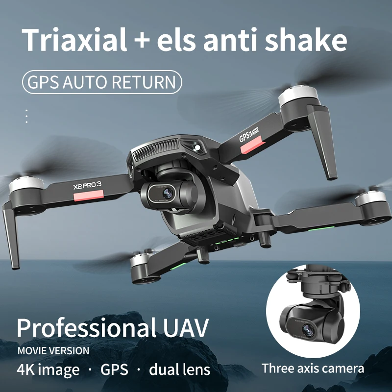 

X2-PRO3 5G Drone RC QuadcopterBrushless GPS Three-Axis Self-Stabilizing Electronic Gimbal Drone Folding Four-Axis HD Helicopter