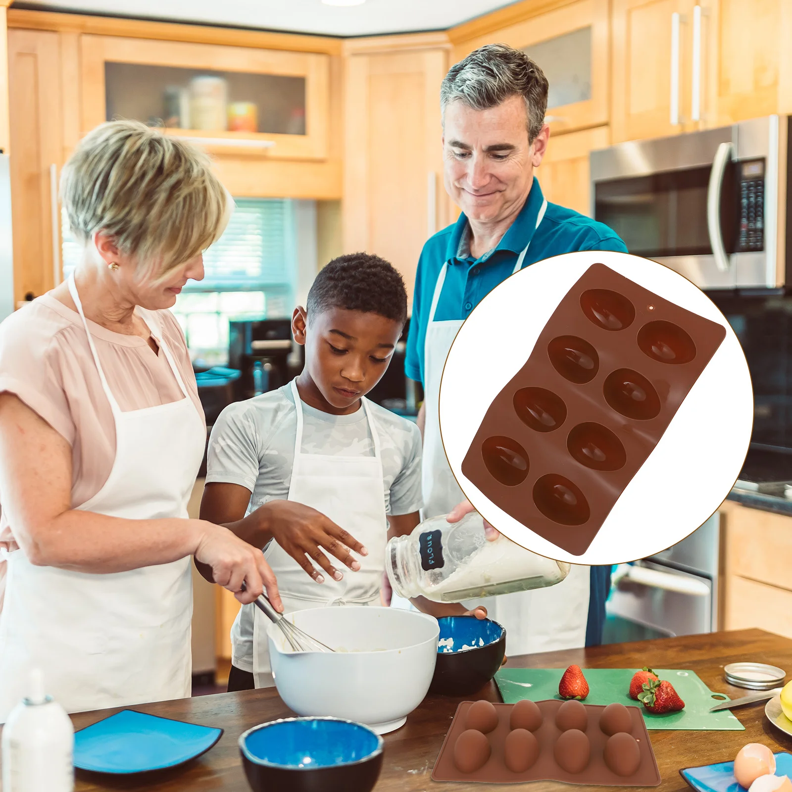 

Egg Shaped Silicone Cake Mold 8 Cavities DIY Trays Cooking Supplies for Cupcake Jelly Candies Cube Fondant Mousse Trays