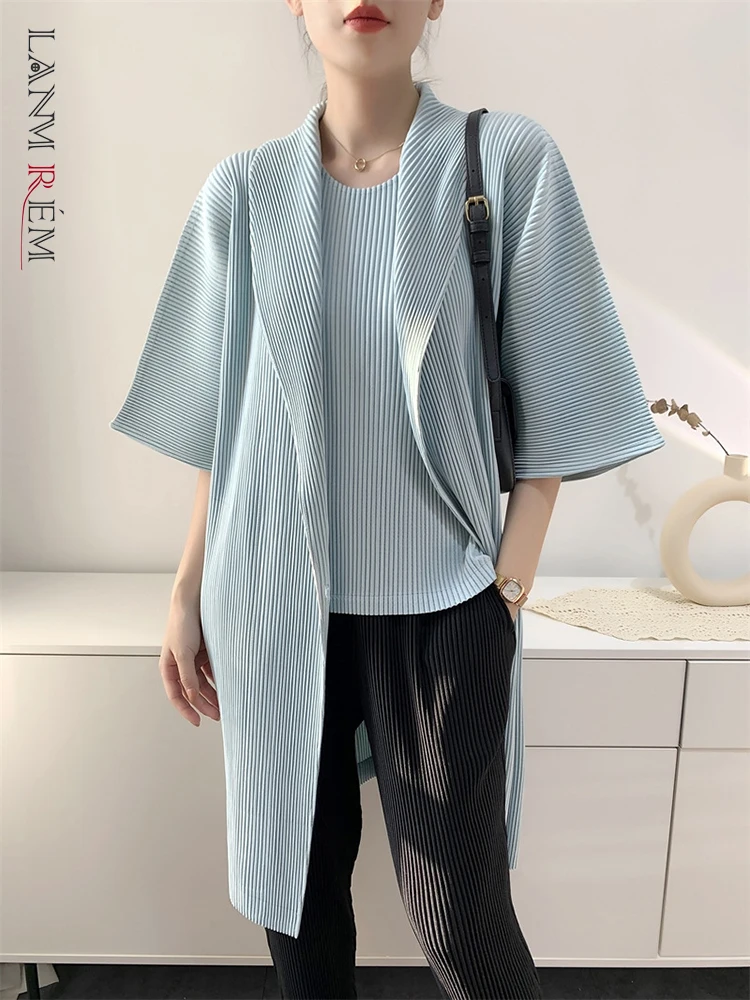 

LANMREM Thickened Pleated Jackets Coat Single Button Short Sleeve Loose Casual Outwear 2023 New Spring Fashion Clothes 2Q1339