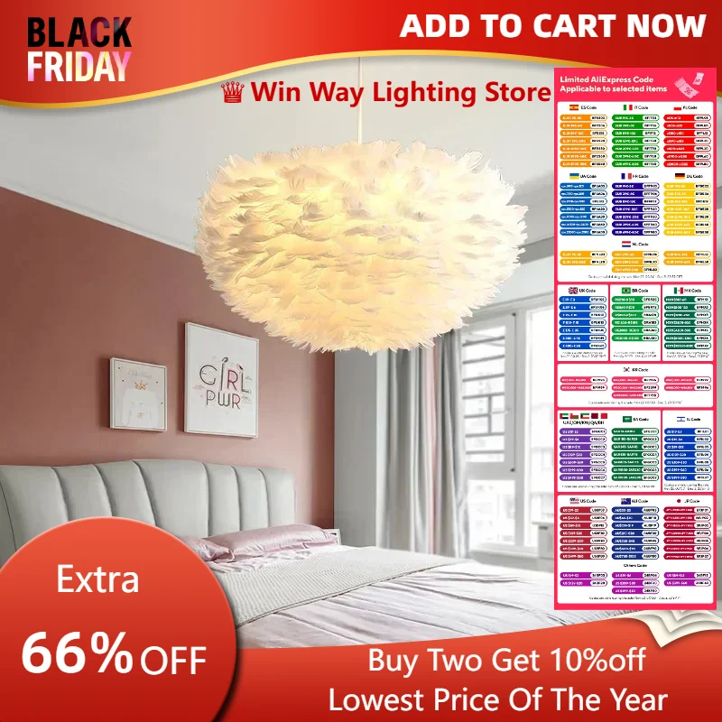 Светодиодные подвесные светильники в скандинавском стиле с перьями Детские