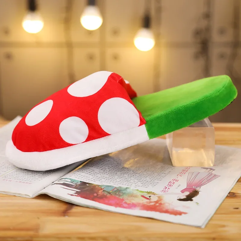 Mushroom Home Slippers Plush Piranha Plant Creative Shoes Toys for Kids Peluche Stuffed Toy Gift