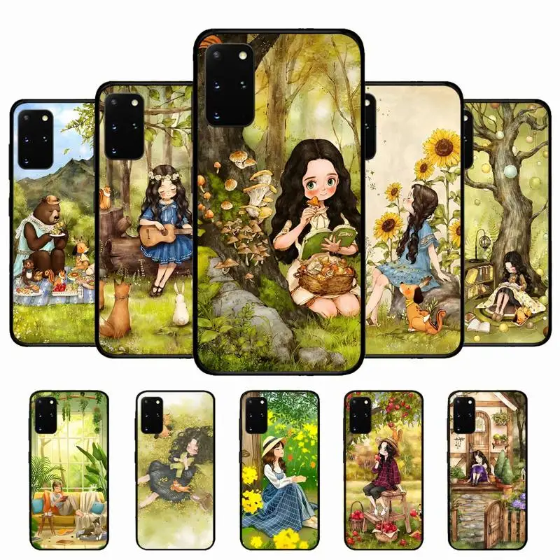 

Cartoon Scenery Girl Phone Case for Samsung S10 21 20 9 8 plus lite S20 UlTRA 7edge