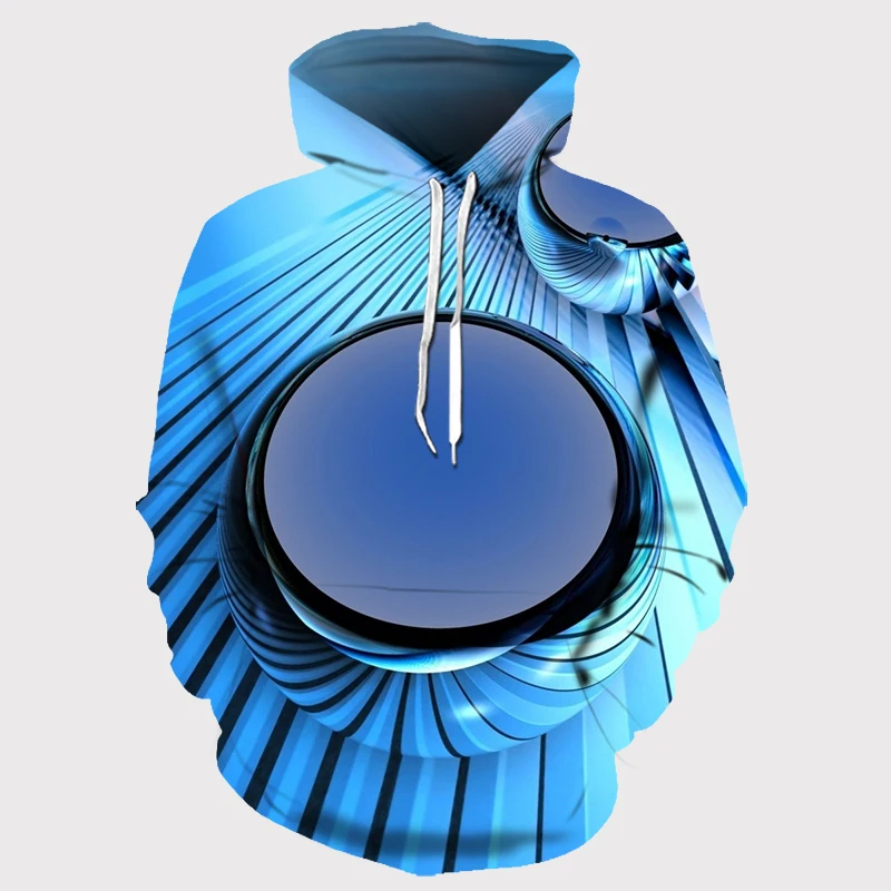 

2022 New - Fashion Men's Harajuku 3D Geometric Grid Effect Print Hoodie Autumn Winter Sweater Streetwear