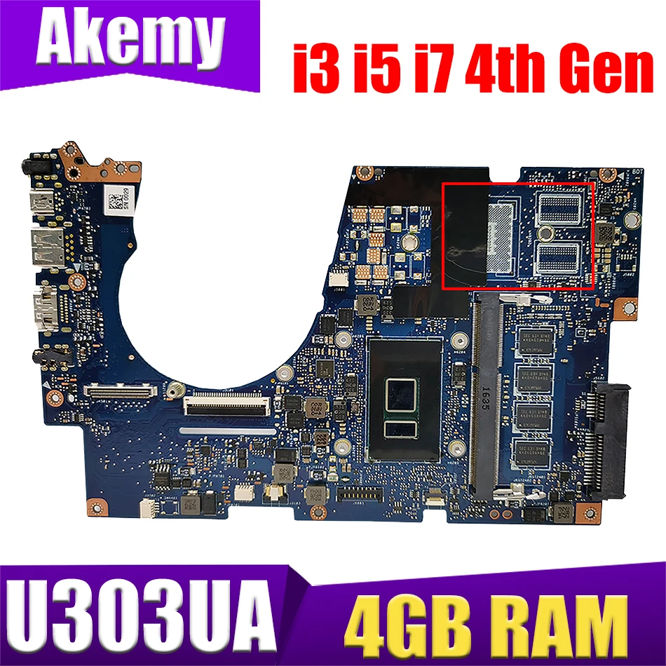 

Материнская плата U303UA I3-6th Gen I5-6th Gen 4GB RAM для ноутбуков ASUS UX303 UX303U UX303UB UX303UN U3000 U303U