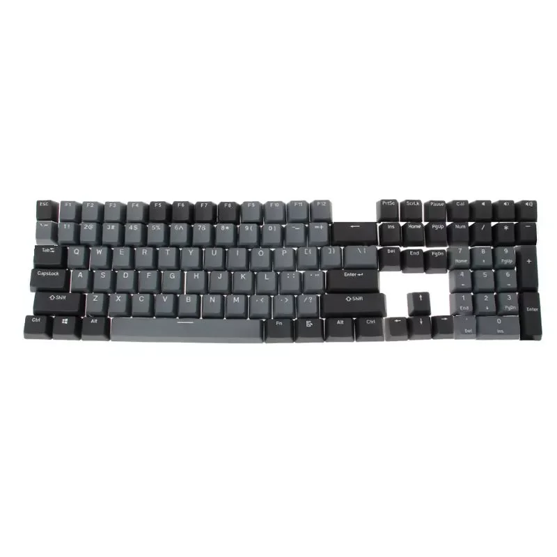 

Dolch Black Gray Mixed Thick PBT 108 Keycaps OEM Cherry Profile ANSI Layout Bi-Color Injection Over Molding Keycap