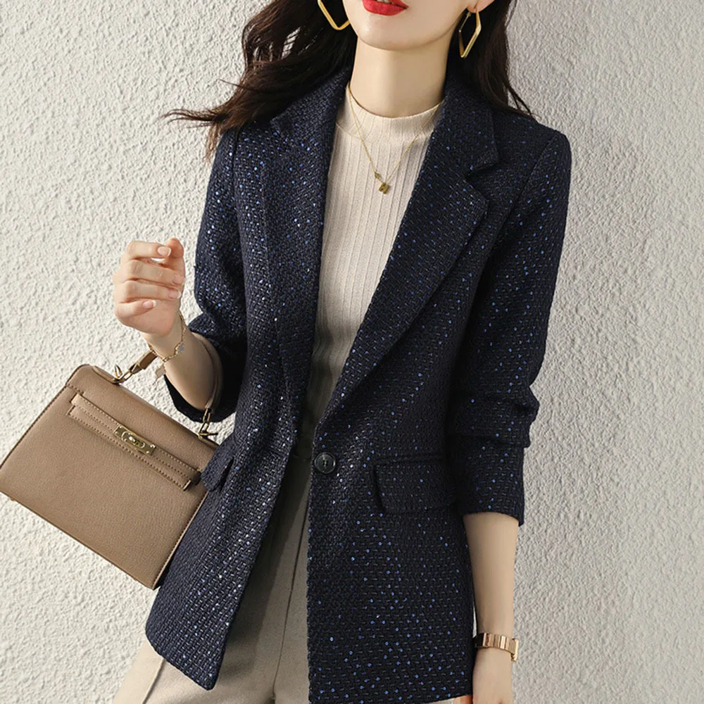 

Blue Women's Blazer 2022 new high-end long-sleeve Formal Jackets fashion casual Women's autumn coat office lady Outerwear Tops