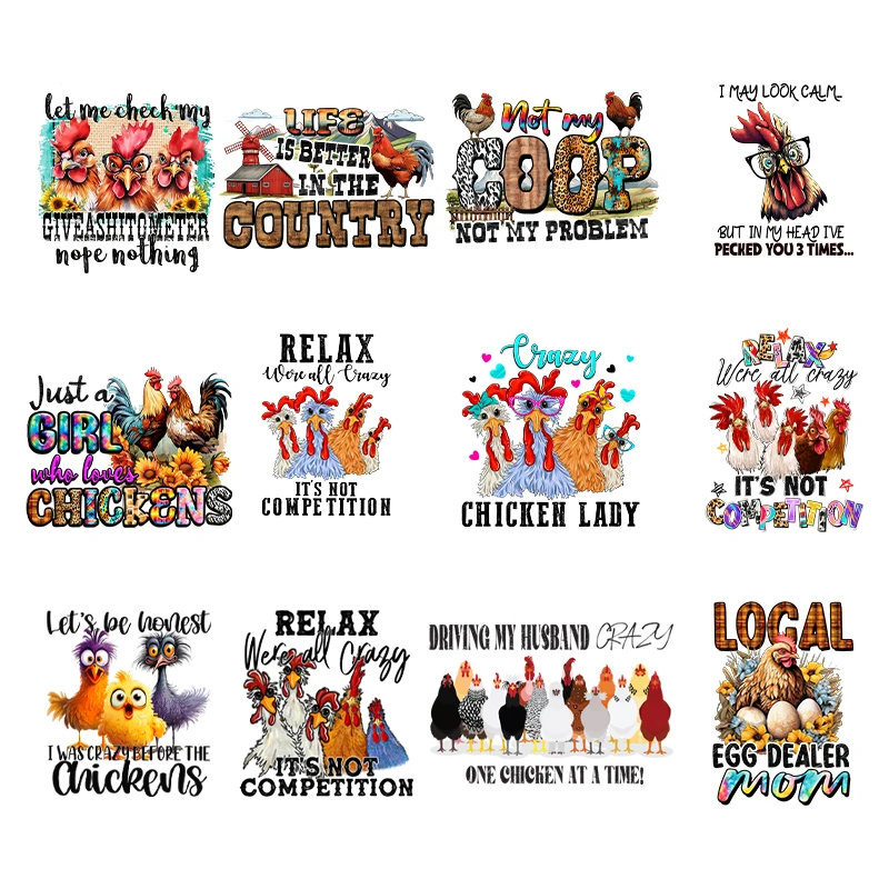 Модная термонаклейка с изображением курицы для глажки на куртке