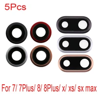 5pcs back rear camera lens glass ring cover with frame holder for iphone x xs max 7 8 plus replacement parts