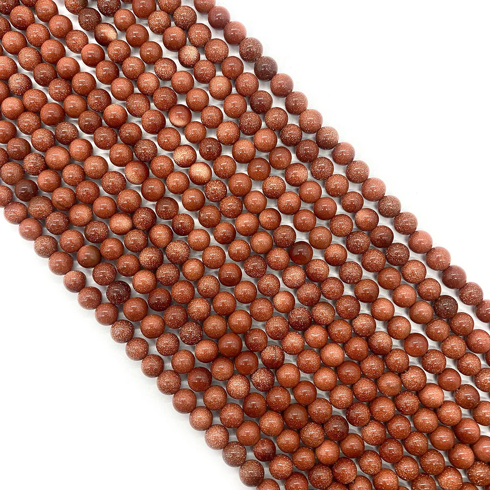 

1Strand Golden Sand Stone Loose Beads Strand Natural Semi-precious Stone Round Shaped 6-10mm Sizes DIY Making Necklace Bracelet