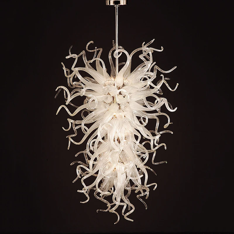 

Free Air Freight Pure White Clear Hand Blown Glass Modern Chandelier Lamp
