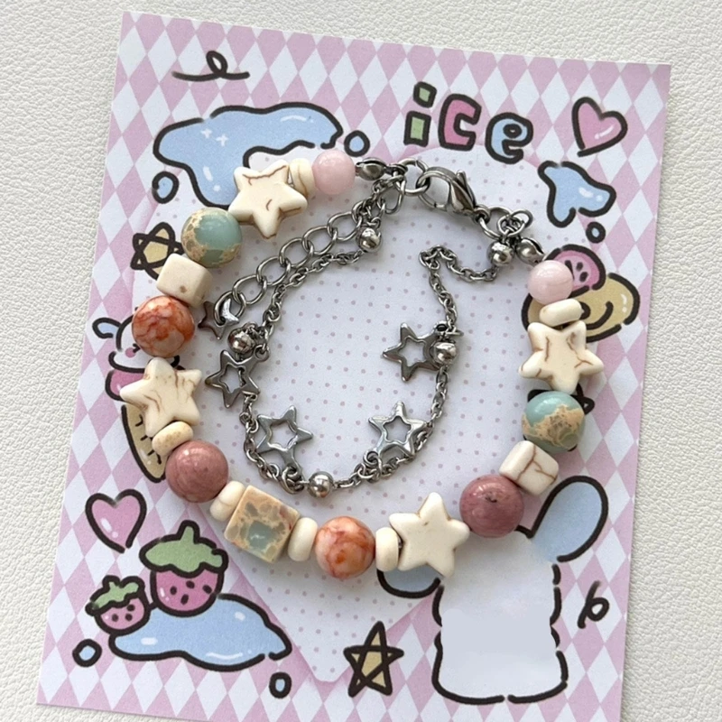 

Simple Five-pointed Star Bracelet Jewelry Double Layer Chain Pentagrams Bracelet