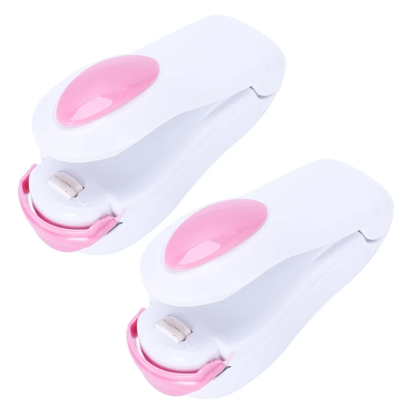 

HOT-2 Piece Mini Heat Sealing Machine Ceramic Impulse Sealer Seal Packing Capper Plastic Bag Sealer White+Pink