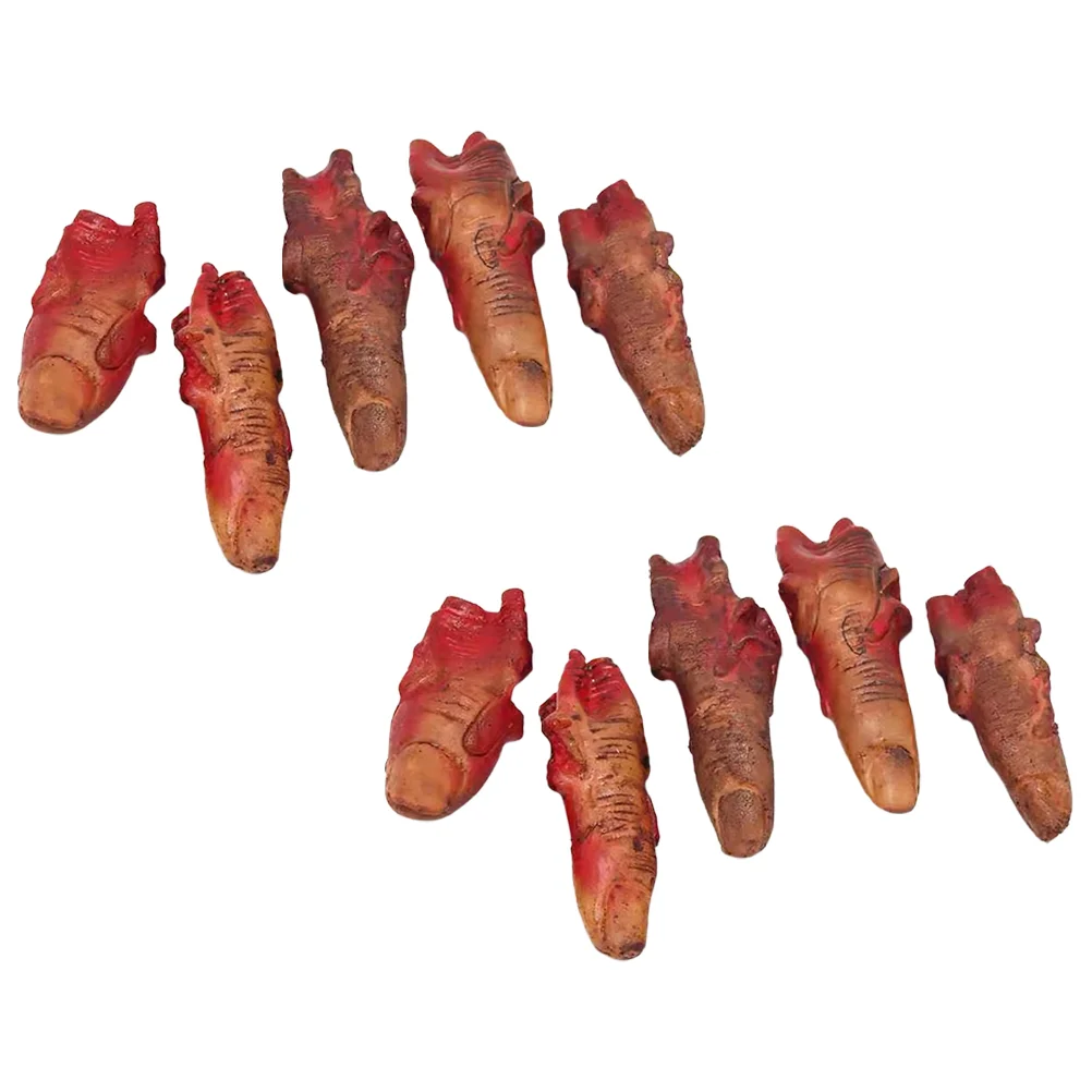 

10pcs Fake Fingers Realistic Severed Fingers Horror Prank Toys (Dark Red)