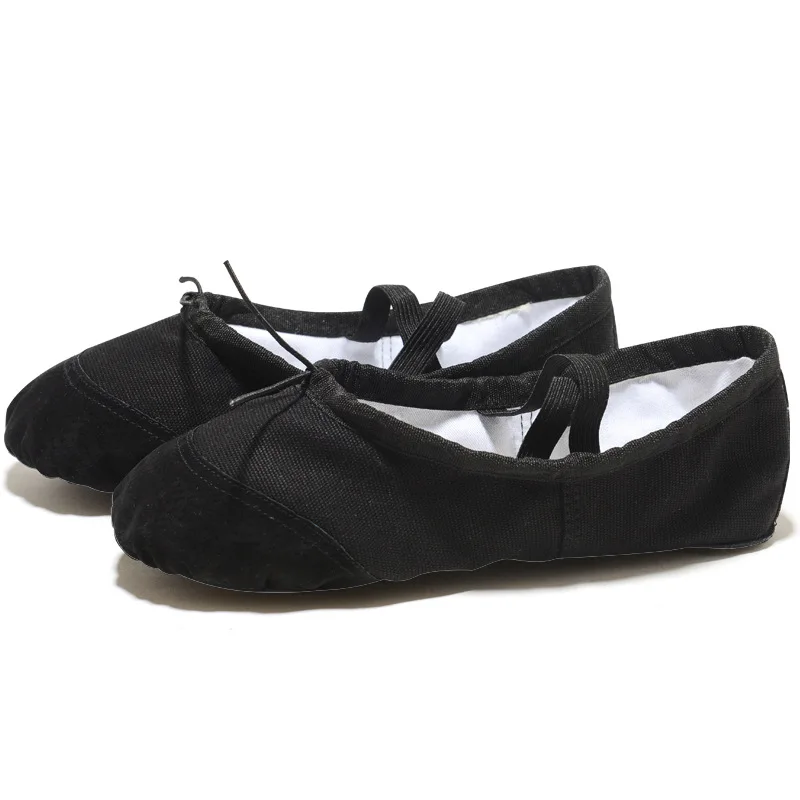 USHINE EU22-45 Leather Head Yoga Slippers Teacher Gym Indoor Exercise Canvas White Ballet Dance Shoes For Kids Girls Woman