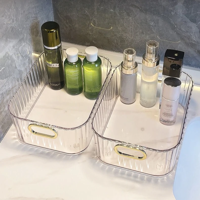 

Набор Из 2 Настольных Органайзеров Для Косметики И Средств По Уходу За Кожей, Прямоугольный Пластиковый Контейнер Для Мелочей