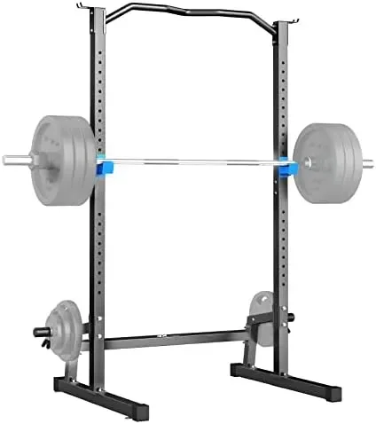 

Power with Pull Up Bar,Adjustable Power Cage Exercise Squat Stand with Barbell Holder Weight Plate Storage Pegs,Weight Lifting