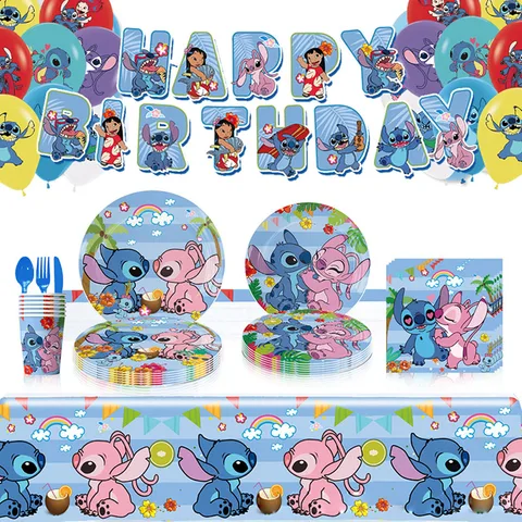 Одноразовая посуда Disney Stitch день рождения розового цвета