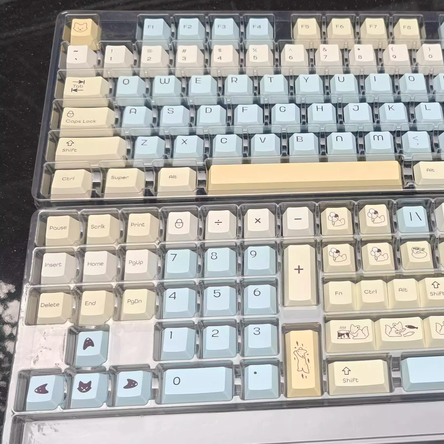 Фото C Fox Keycap Pbt Cherry пятисторонний сублимационный колпачок милый синий желтый 139 клавиш №4