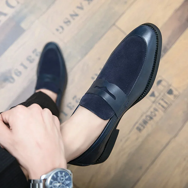 

Мужская искусственная замшевая обувь, мужская Роскошная брендовая дизайнерская мужская обувь, Лоскутная замшевая деловая Классическая обувь