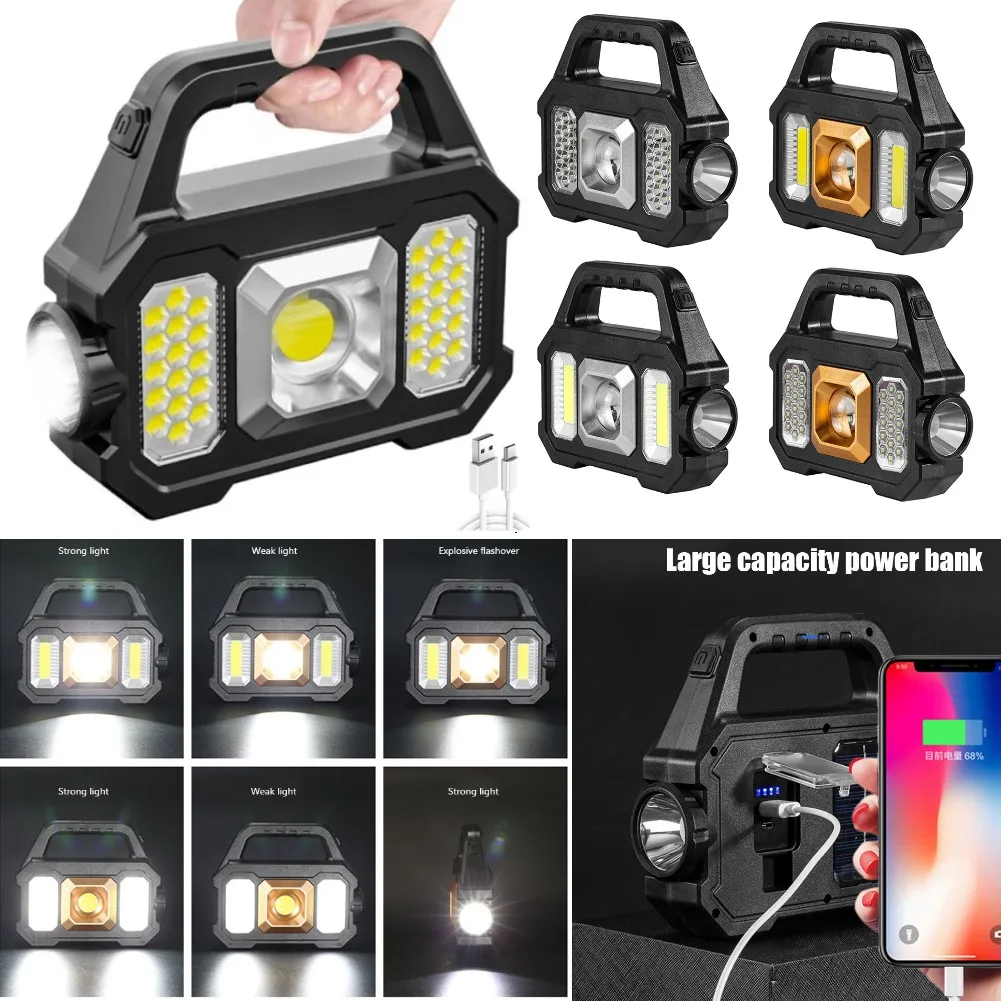 

Водонепроницаемый перезаряжаемый фонарь, 6 передач, портативный мощный Солнечный фонарь, зарядка через USB, для кемпинга и пешего туризма, 500 ...
