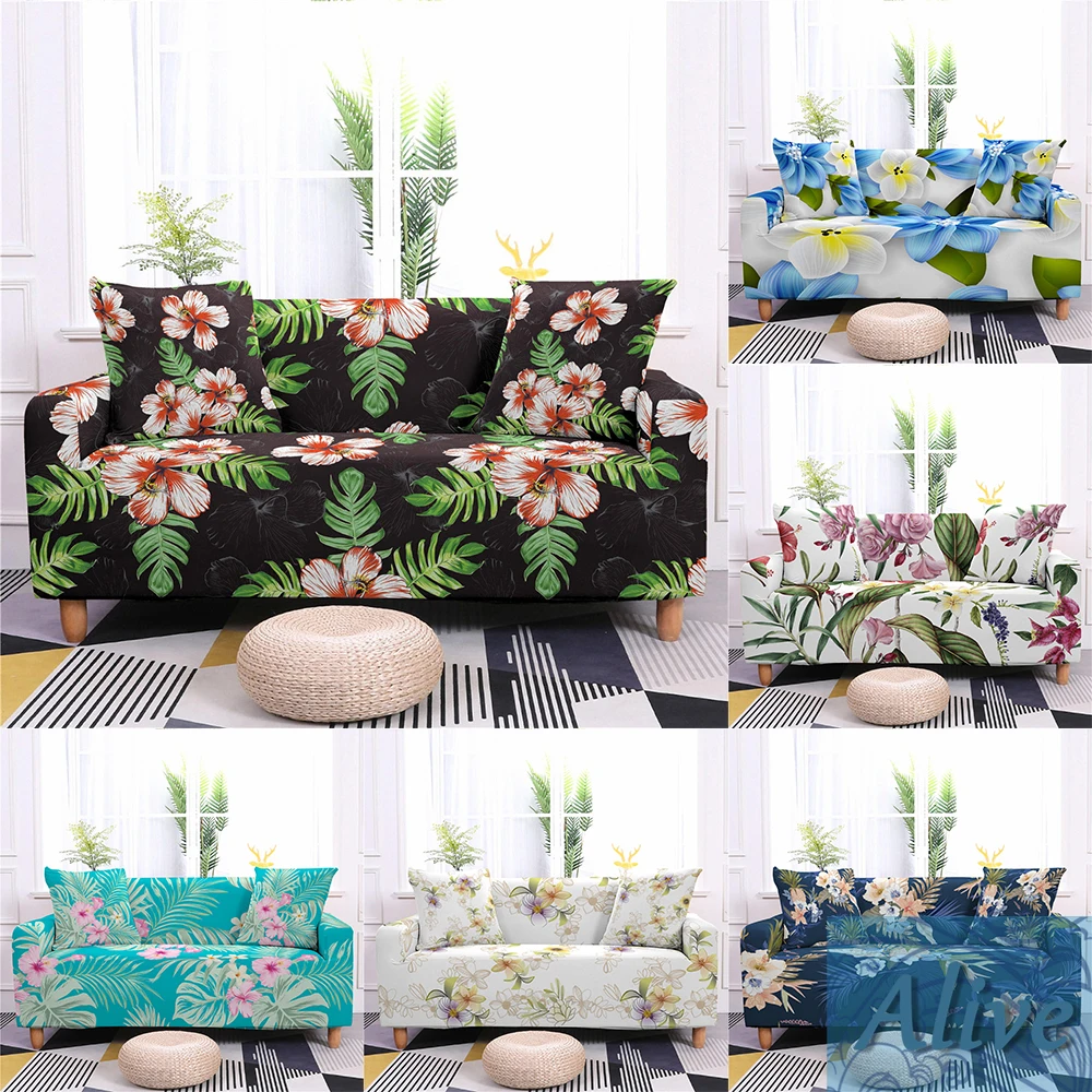 

3D Digital Flowers Printing Stretch Sofa Cover Elastic 1/2/3/4 Seaters Couch Cover For Living Room High-Quality 2022 New