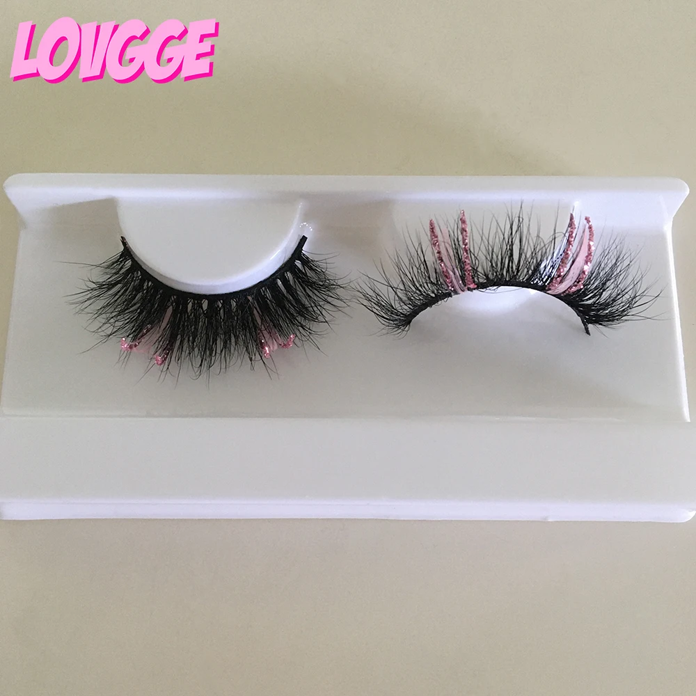 

LOVGGE Natural Glitter Colored Mink Lashes Wholesale Glam Luxury Fluffy Wispy Natural Eyelash Wholesale Vendor Drop Shipping