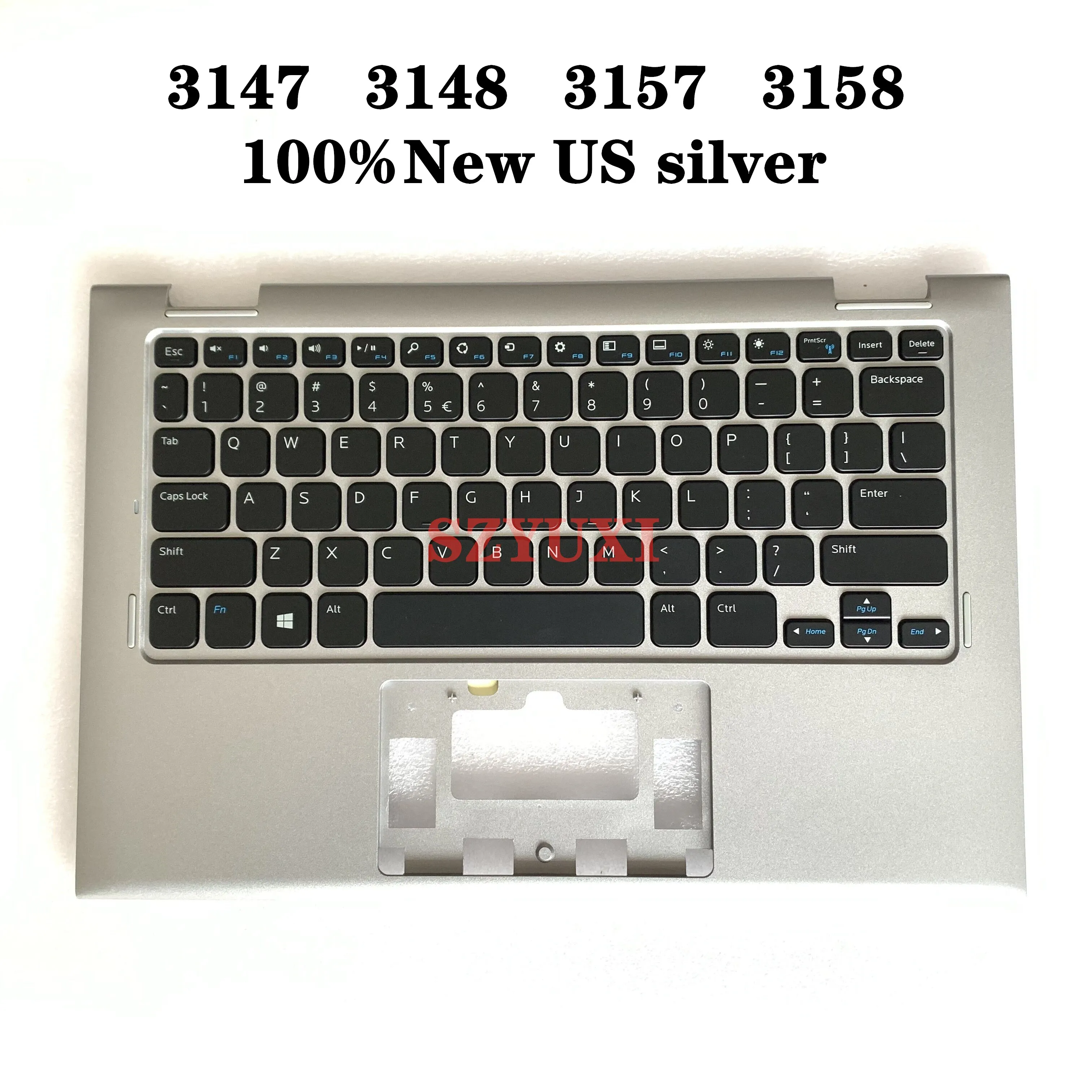 

100% новая английская клавиатура для ноутбука Dell Inspiron 11 3000 3147 3148 3157 3158 Серебристая Подставка для рук 7W4K6