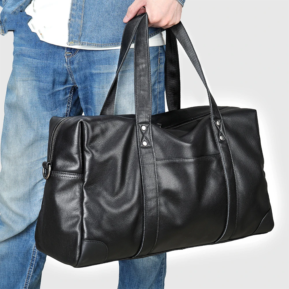 Men's Women's Leather Luggage Large Capacity Top Layer Cowhide Leisure Duffle Bag Travel Handbag Business Trip Travelling Bag