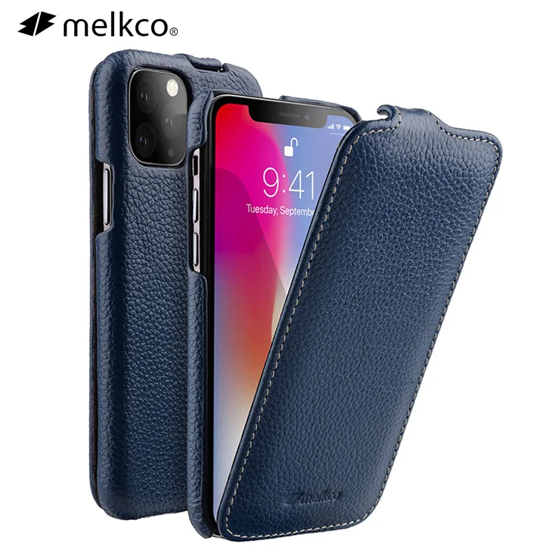 

Melkco Genuine Leather Flip Case For iPhone 11 Pro Max mini 12 Business Vertical Open Real Cow Phone Bag Cover