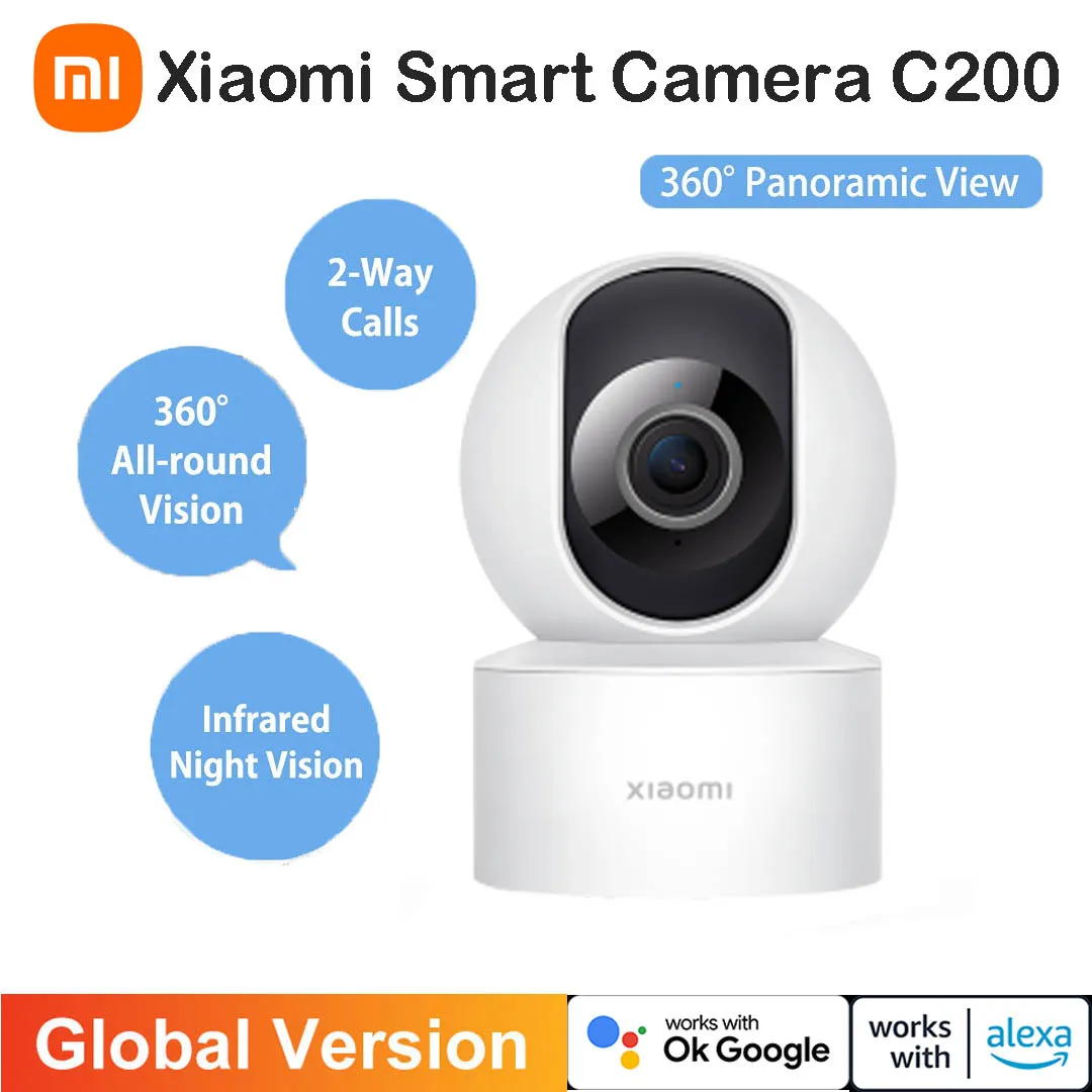 

Умная камера Xiaomi с панорамным обнаружением, 360 °, 1080P, инфракрасное ночное видение, ии, обнаружение человека, работает с Google Alexa