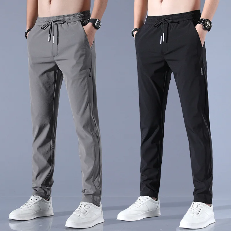

Trousers Drawstring Thin Quick-drying Waist Sports Casual Pants Elastic Air-conditioning Size Loose Asian Summer Spring Men 2023