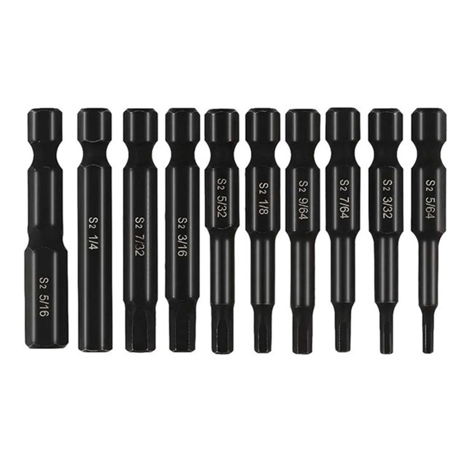 

10PCS Alloy Steel 1/4inch Shank Magnetic Screwdriver Bit SAE Hex Head Allen Wrench Drill Bit Set Quick Release Hand Tools