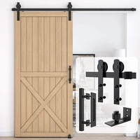 heavy duty sturdy sliding barn door hardware kit door slides for single door include 1 door handle and floor guide set